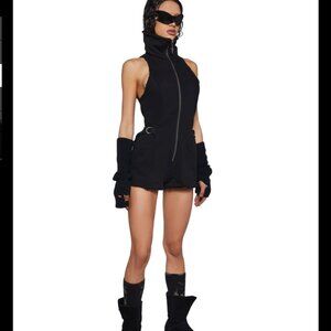 Darker Wavs - Dolls Kill - Crossfade Sleeveless Romper - Black - Festival Outfit